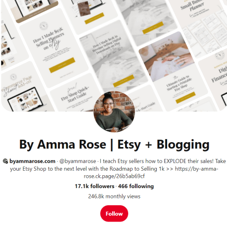 Pinterest keyword research profile